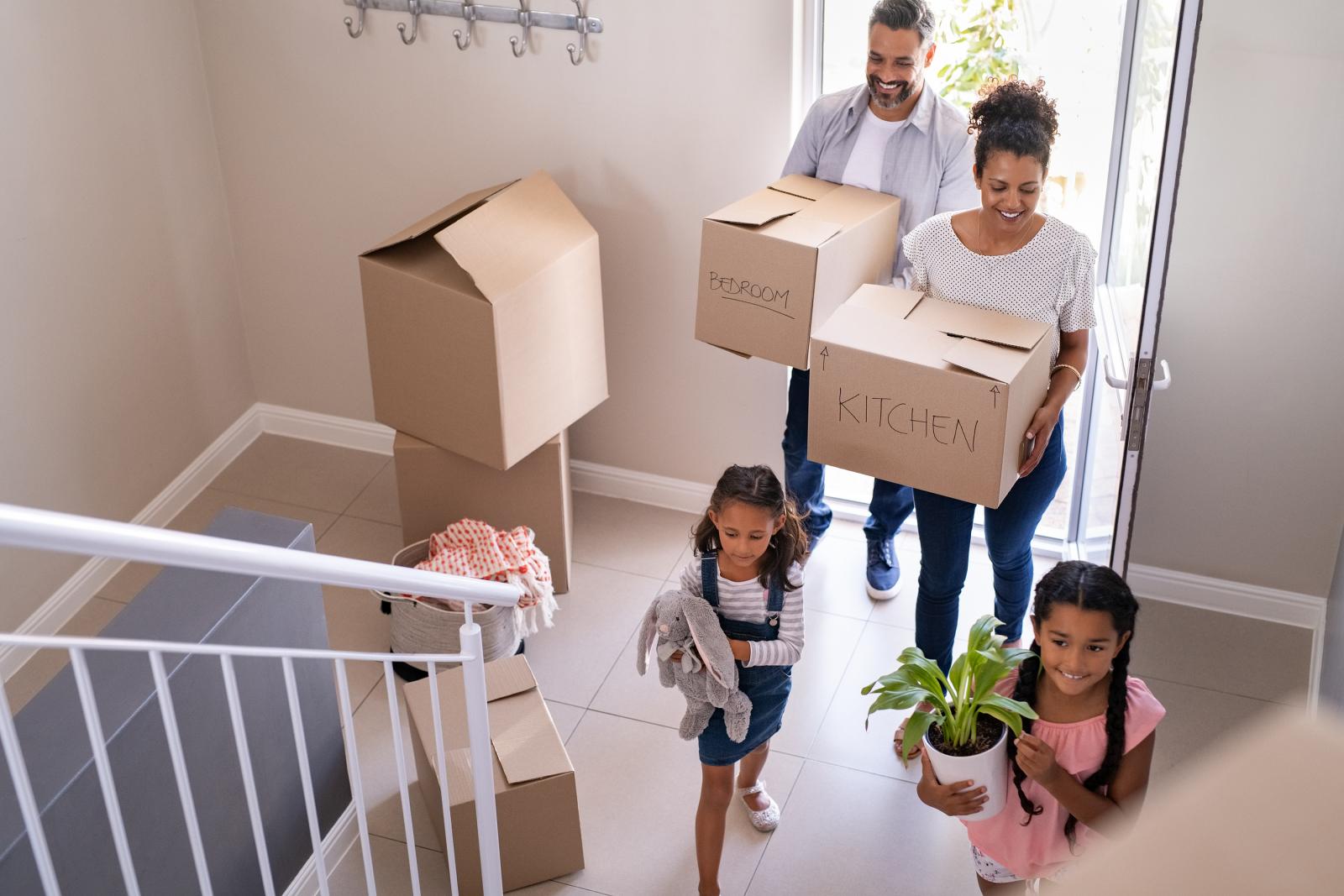 a family moves into a new home they bought.