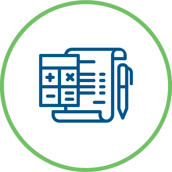 icon of a calculator and paper