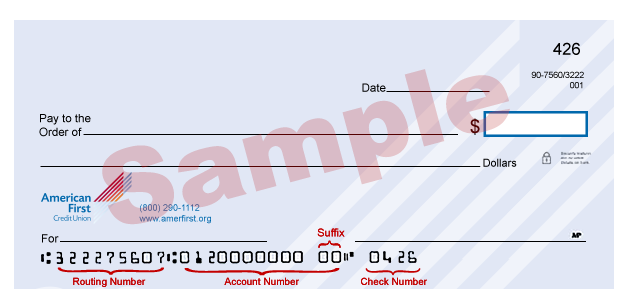 Image of routing number on check